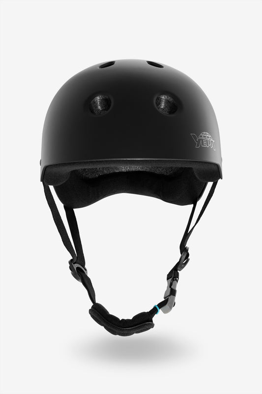 Front view of the YEPA T-Shell Helmet Matte Black. 
