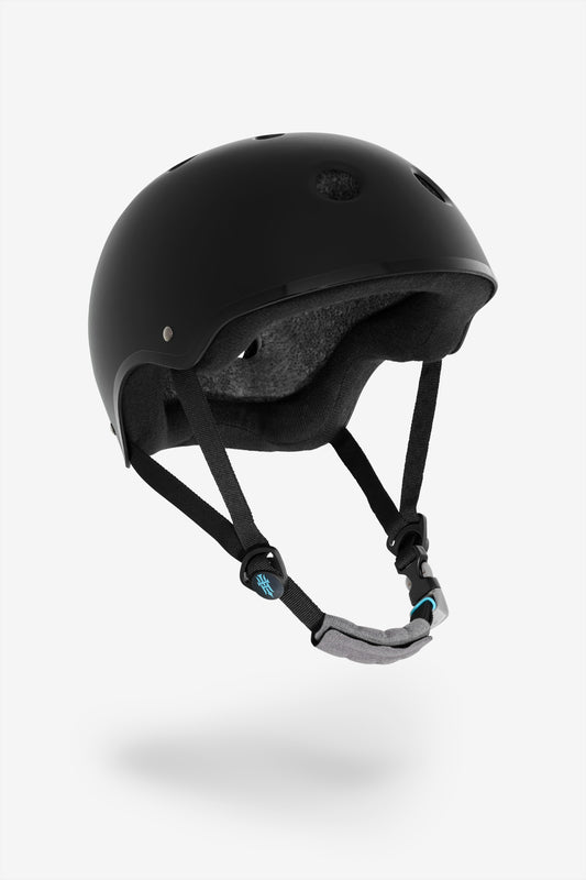 Alternate front view of the YEPA T-Shell Pro Helmet Hawk - Matte Black/Teal.