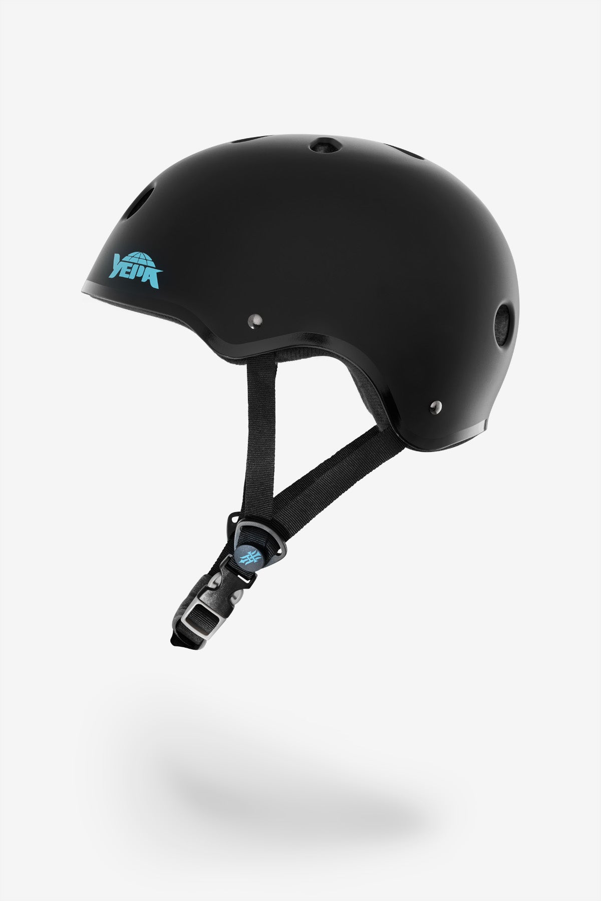 Profile view of the YEPA T-Shell Pro Helmet Hawk - Matte Black/Teal.
