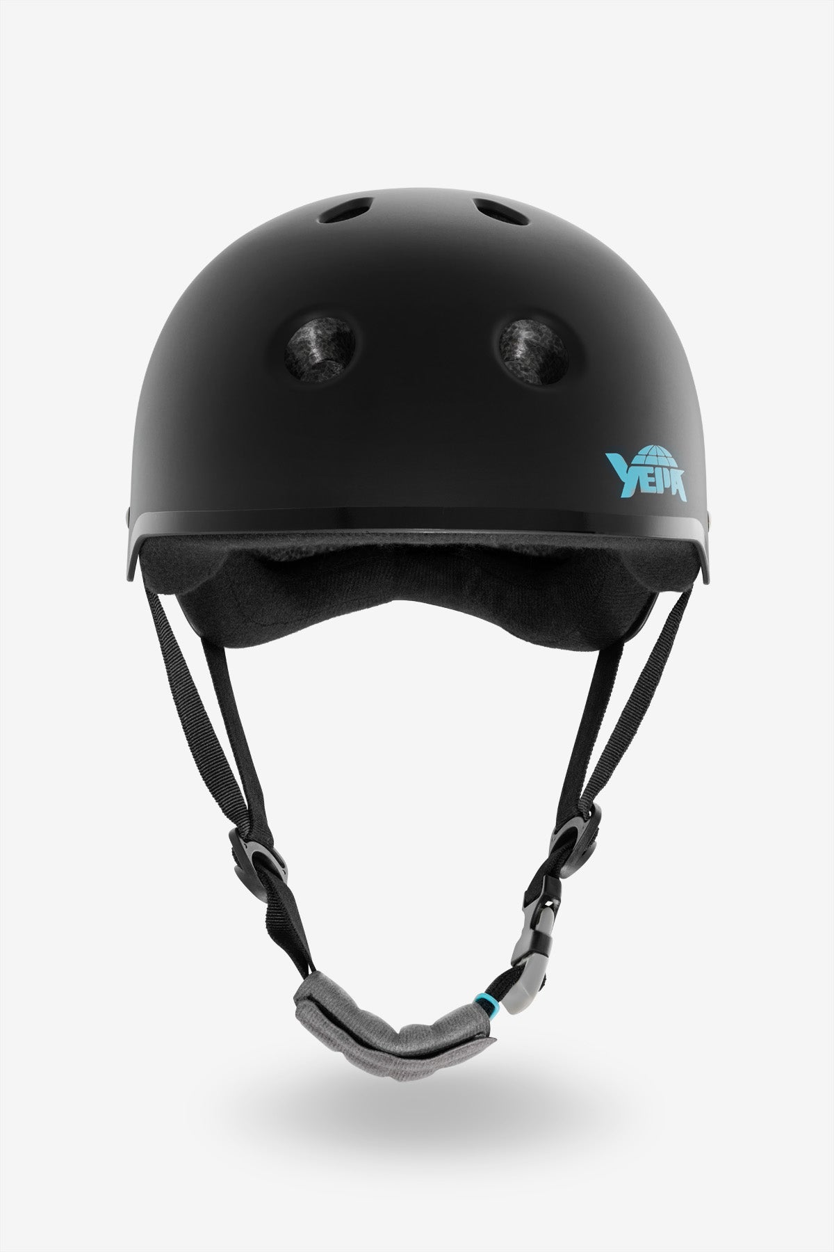 Front view of the YEPA T-Shell Pro Helmet Hawk - Matte Black/Teal.
