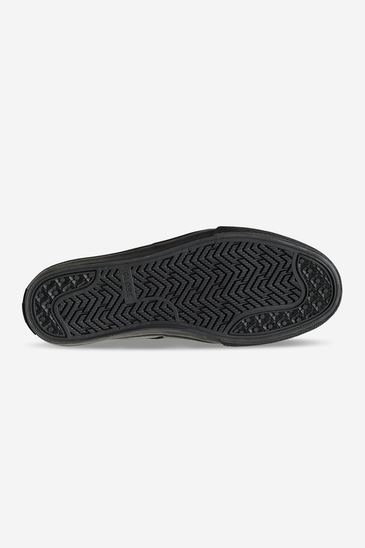 The image shows the black rubber sole of the Liaizon - Black/Maalouf skate shoe with a herringbone tread pattern for grip. The brand name Vans appears near the center of the sole.
