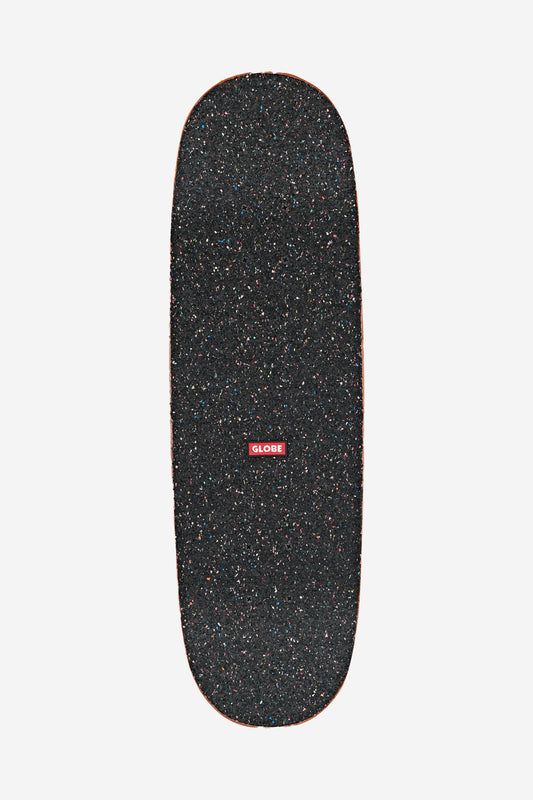 The Kids Softie Mini Complete 7.9" - Natural/Por Vida features a black speckled grip tape with a small red GLOBE label at the center, shown against a plain white background.