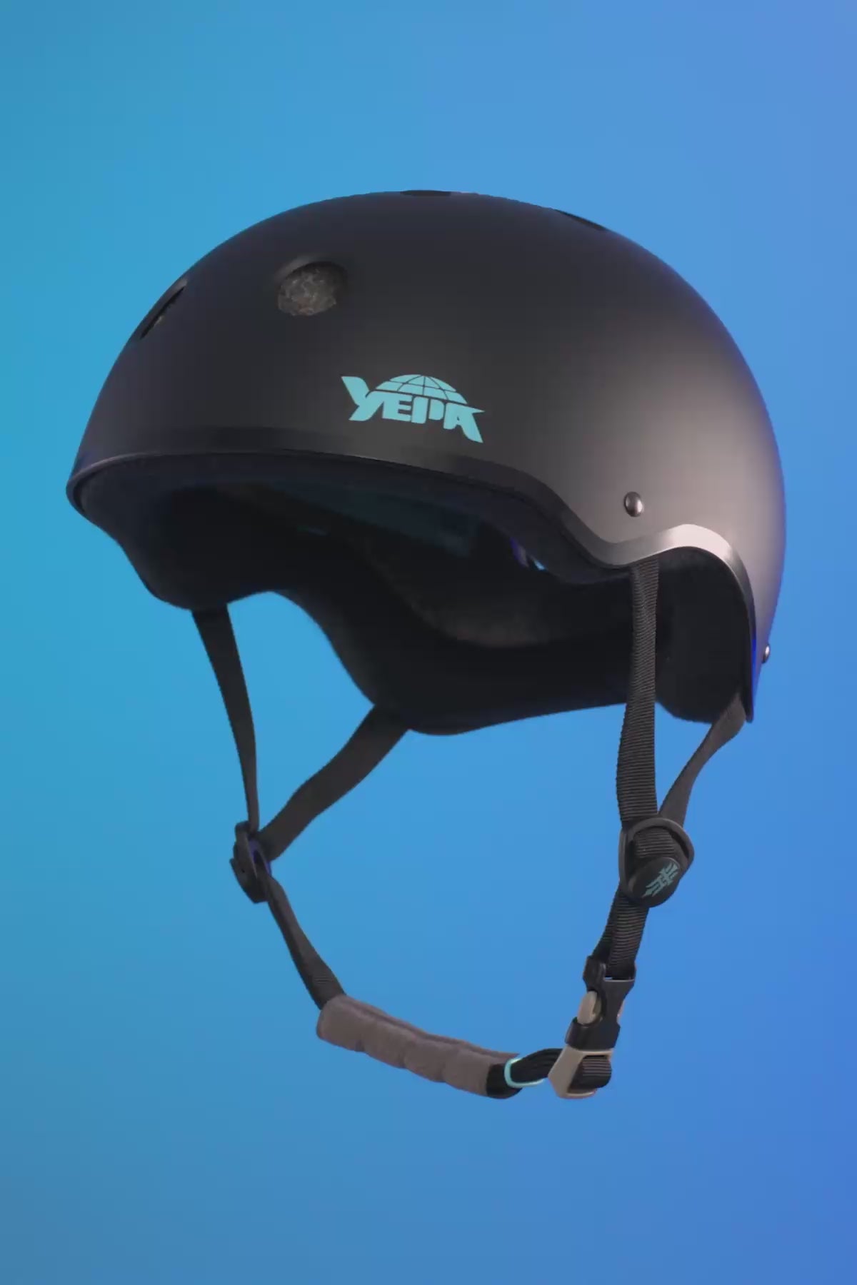 Detail video of the YEPA T-Shell Pro Helmet Hawk - Matte Black/Teal.