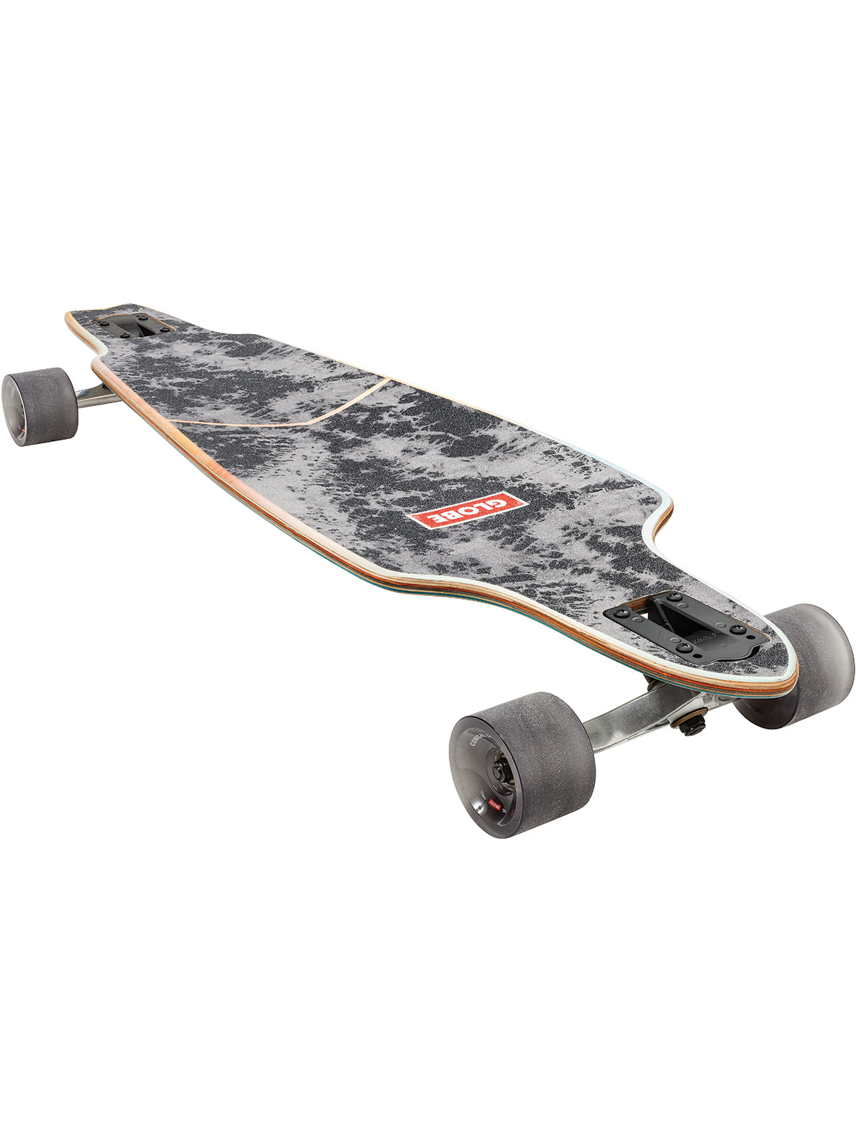 Prowler Classic longboard with distressed grip tape and large wheels under flush-through trucks