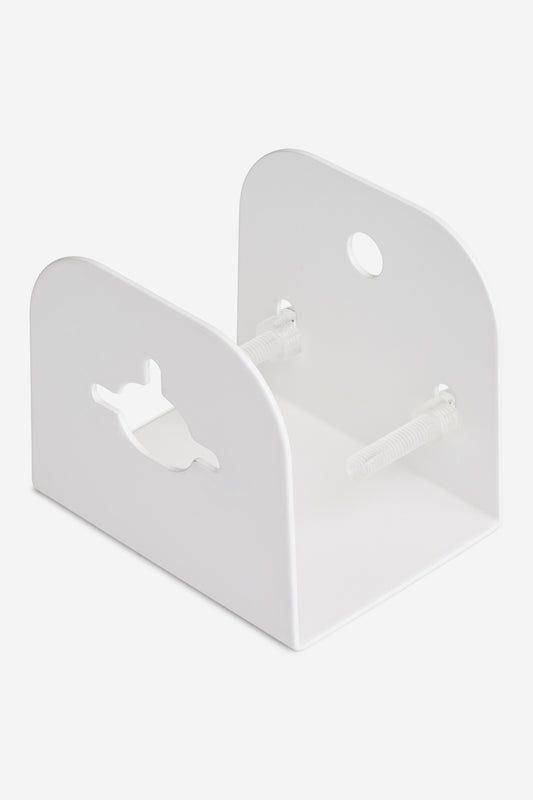 The "Skateboard Deck Wall Hanger Accessories Hg 1sz" - White features a minimalist white metal design with a cut-out bunny shape and two visible wall-mounting screws, offering simple, functional, and modern storage for your skateboard decks.